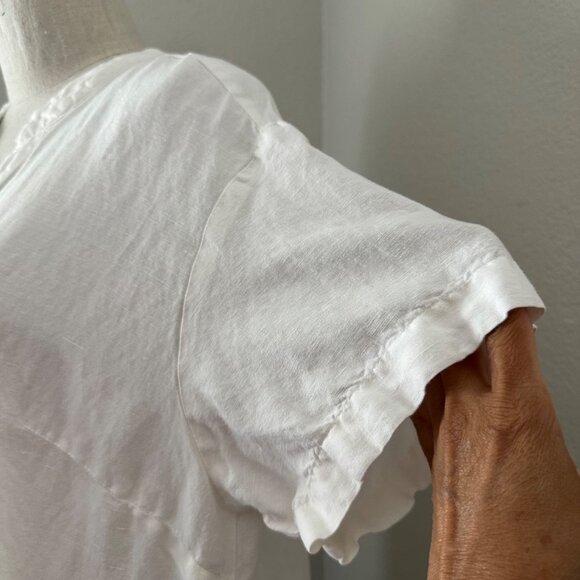 H&M Popover Shift Mini Dress V Neck Short Sleeve Linen Blend Breathable Vacay Mi - Picture 9 of 11